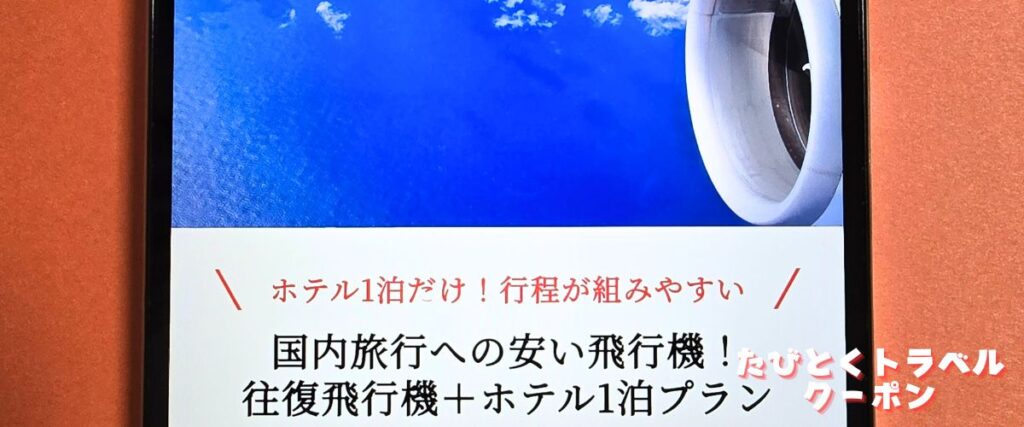 J-TRIP(ジェイトリップ)の往復飛行機+ホテル1泊プラン